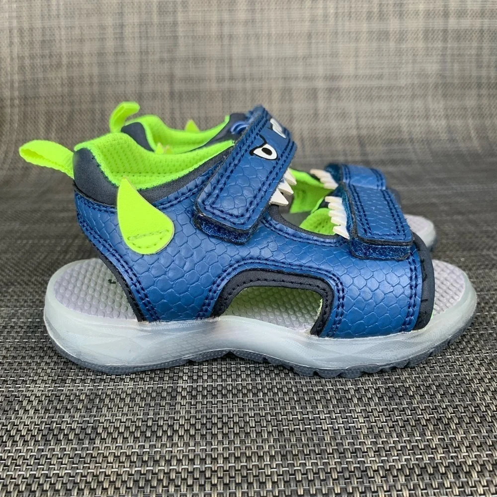 Carter's Cade Monster Blue/Green Light-Up Straps Sandals Shoes Toddler size 5
